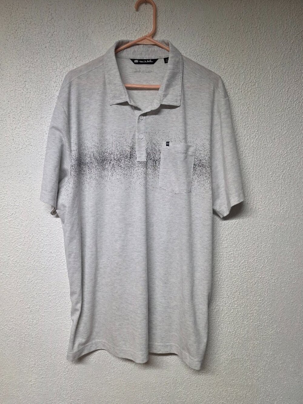 Mens Polo Golf Shirt - Travis Mathew - Light Gray Splattered Design - Size XXL